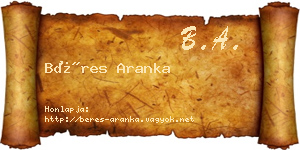 Béres Aranka névjegykártya
