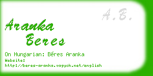 aranka beres business card